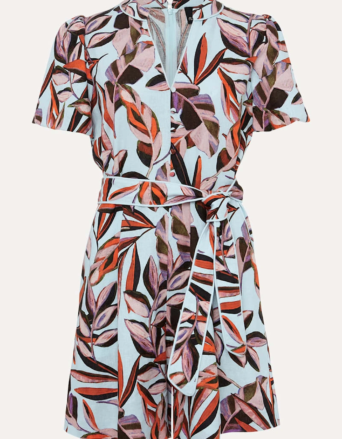 Vivian Linen Leaf Print Playsuit