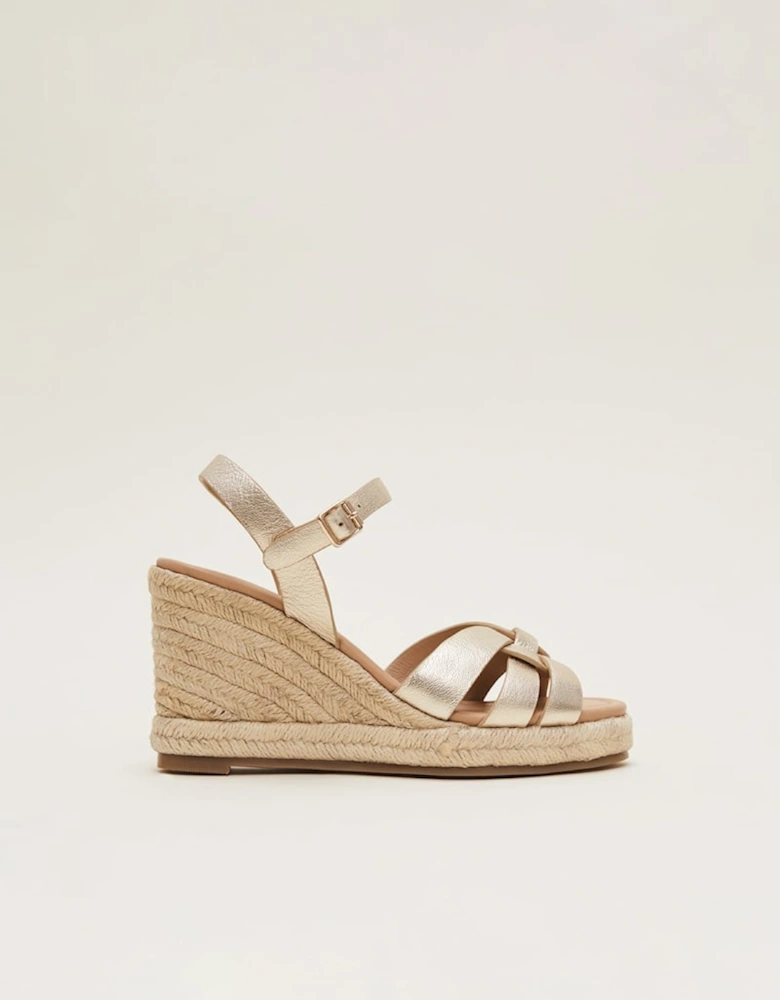 Leather Multi Strap Wedge Espadrille