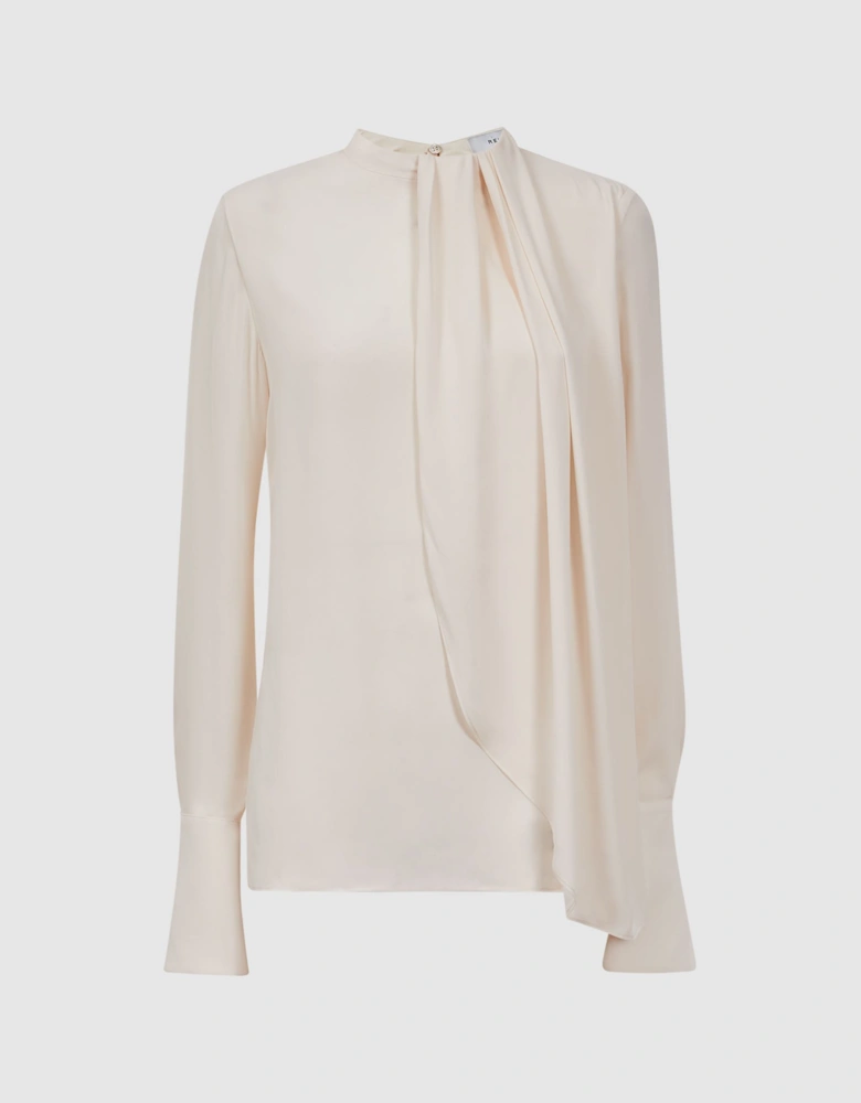 Pleat Front Long Sleeve Blouse