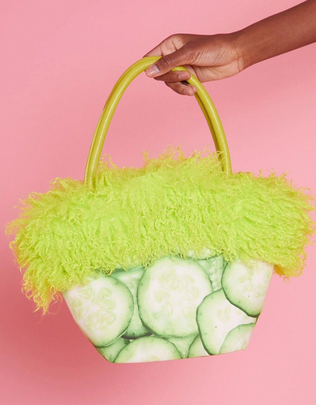 Cucumber Eco Faux Fur Bag