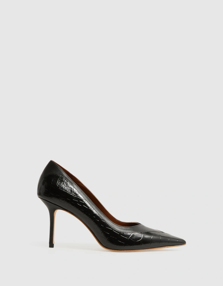 Leather Contrast Court Shoes