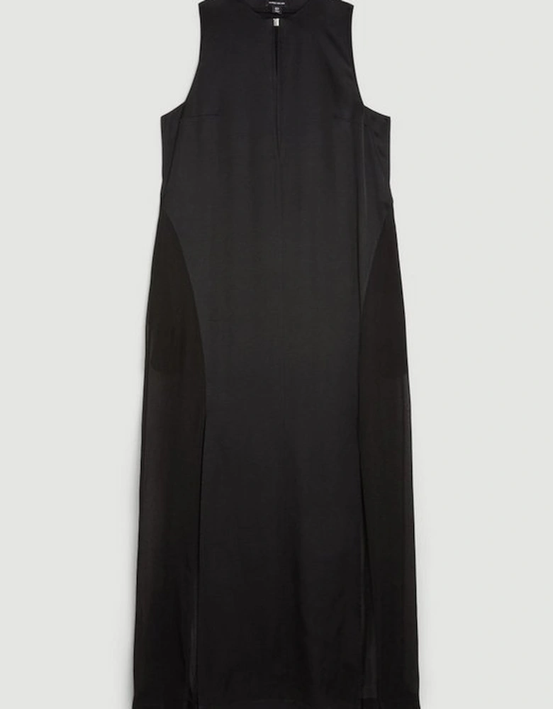 Premium Sheer Detailed satin Column Maxi Dress