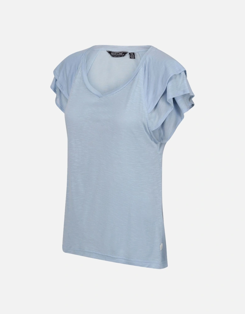 Womens Ferra Lightweight Ruffle Sleeve T Shirt Top