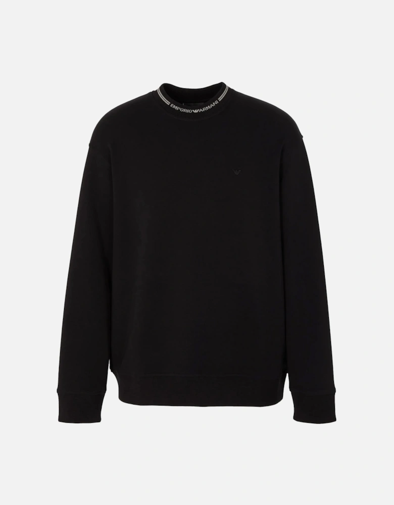 Cotton Logo Neck Sweatshirt Black
