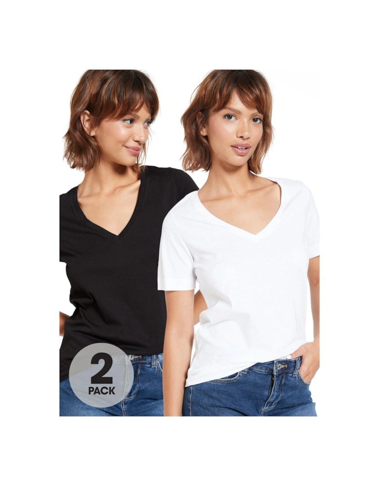 2 Pack Basic V Neck T-shirts - Multi