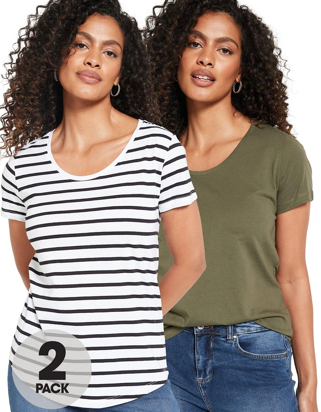 2 Pack Essential Scoop Neck T-shirt - Multi, 8 of 7