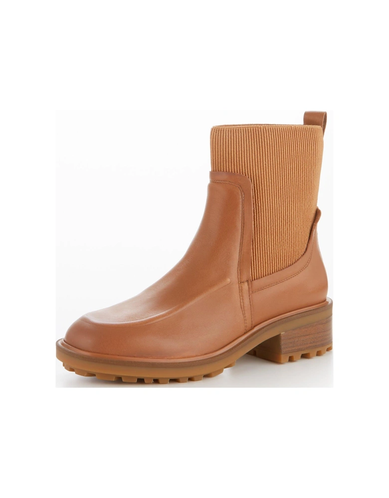 Leather Sock Boot - Brown