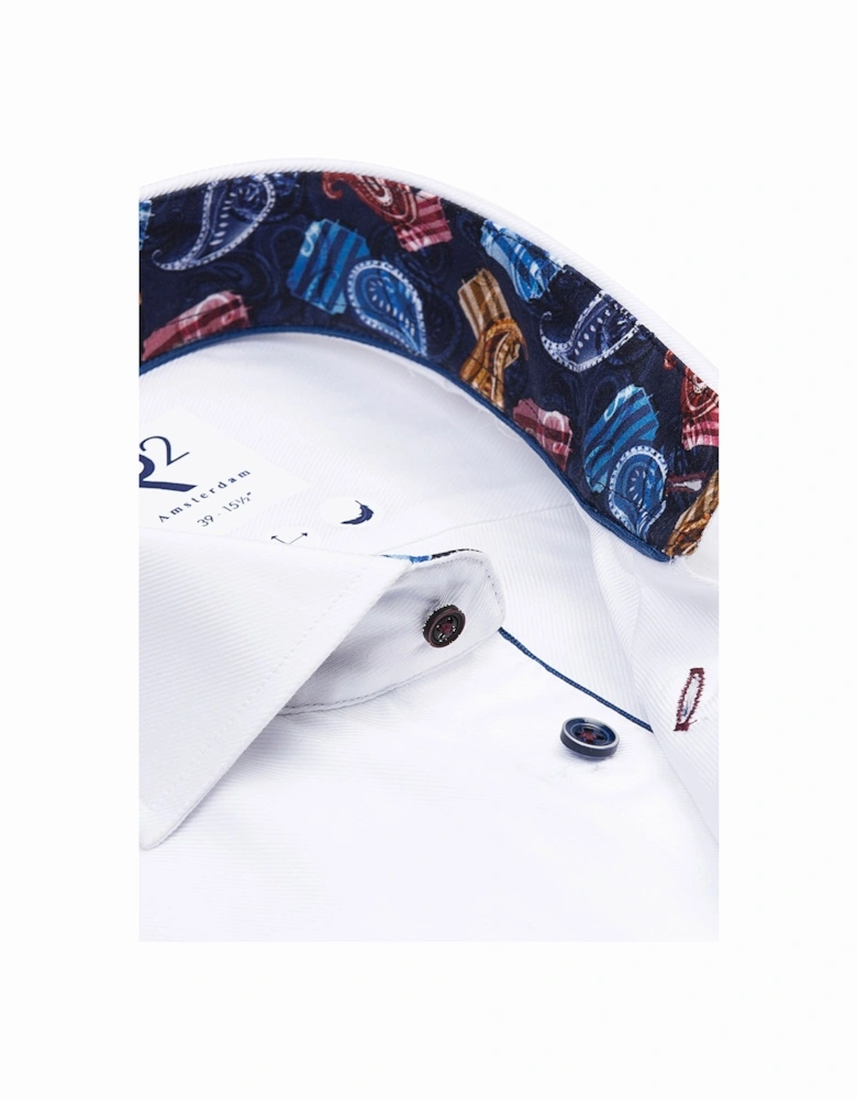 White Shirt With Paisley Trim White