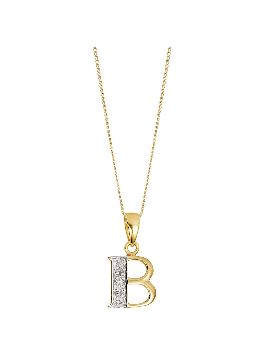 9ct Yellow Gold Diamond Initial Pendant Necklace, 3 of 2