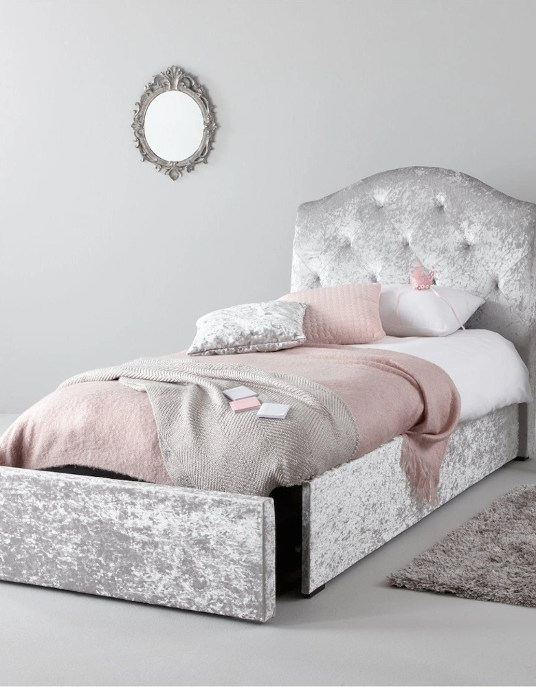 Mandarin Upholstered Single Storage Bed with Mattress Options