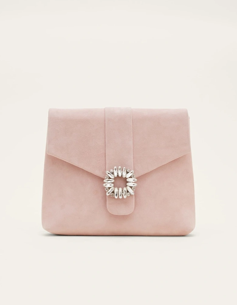 Embellished Suede Envelope Clutch Bag