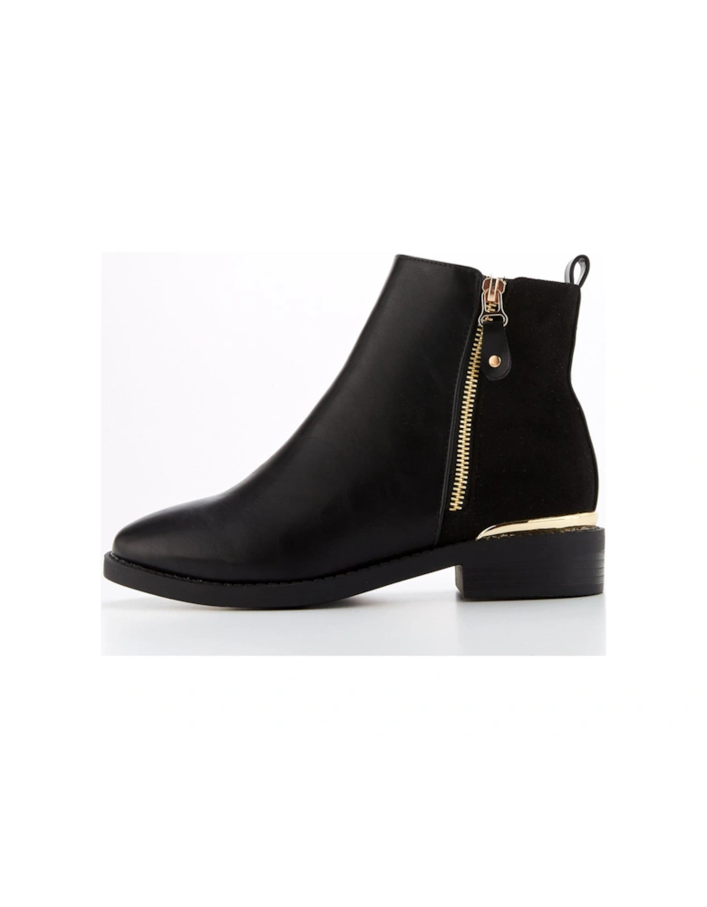 Extra Wide Fit Zip Ankle Boot - Black