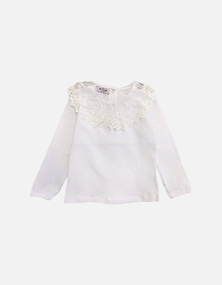 White Lace Collar Top
