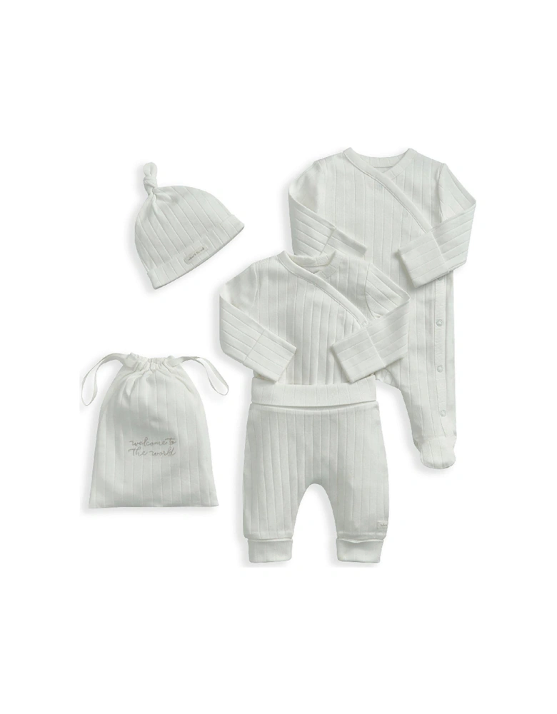 Unisex Baby 4 Piece Newborn Starter Set - White