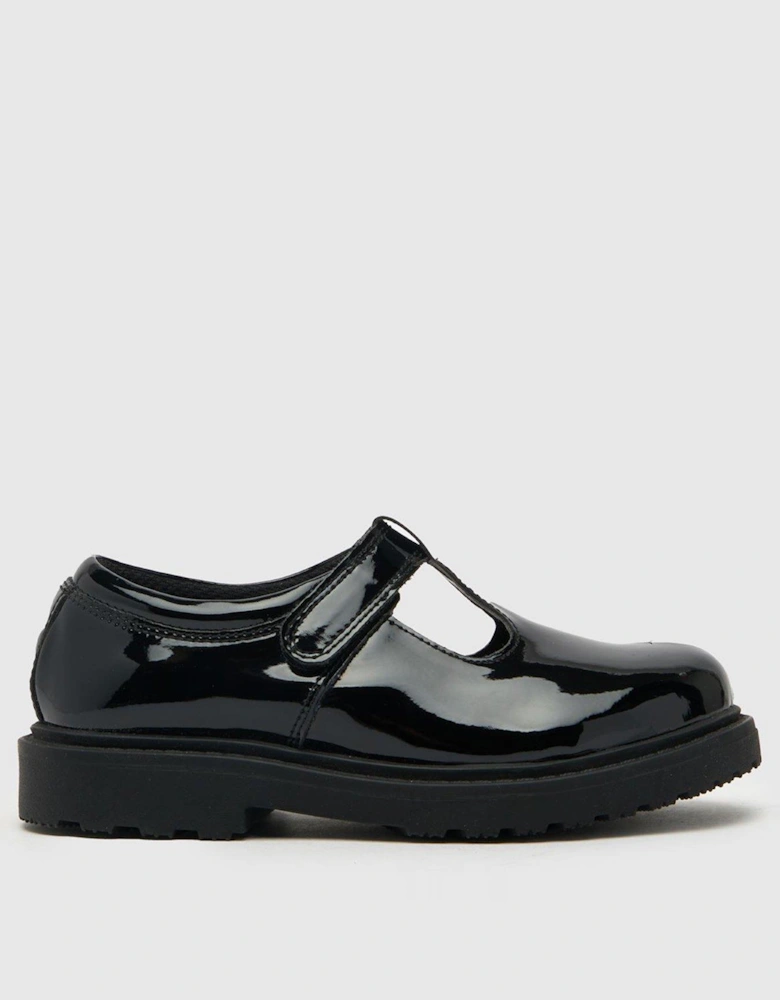 Leaf Junior Tbar School Shoe - Black