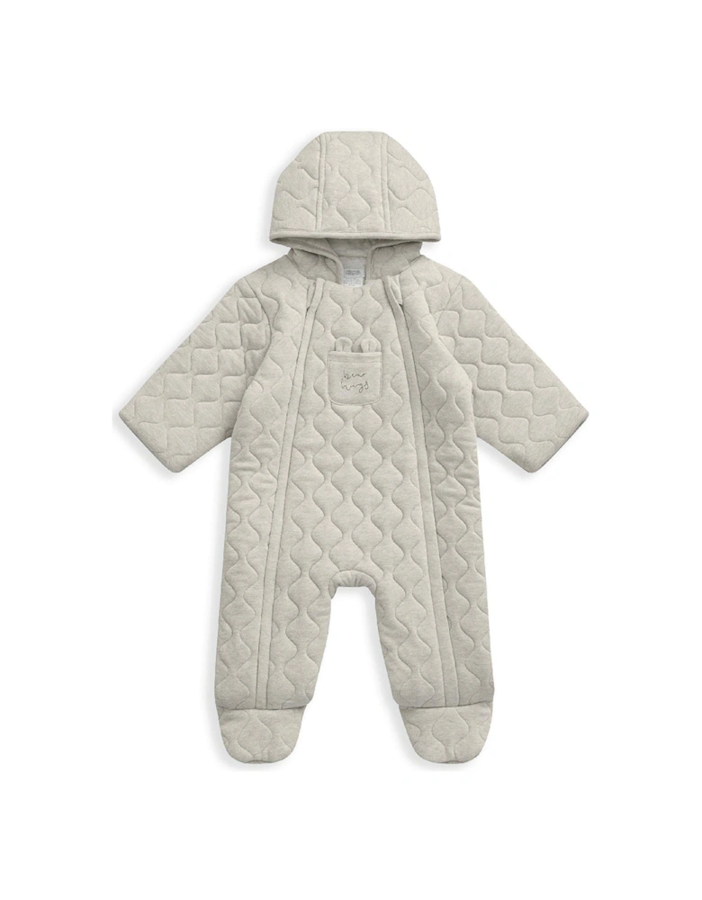 Unisex Baby Quilted Bear Jersey Pramsuit - Sand