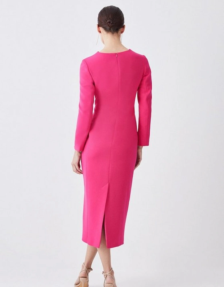 Petite Compact Stretch Cut Out Sleeved Pencil Dress