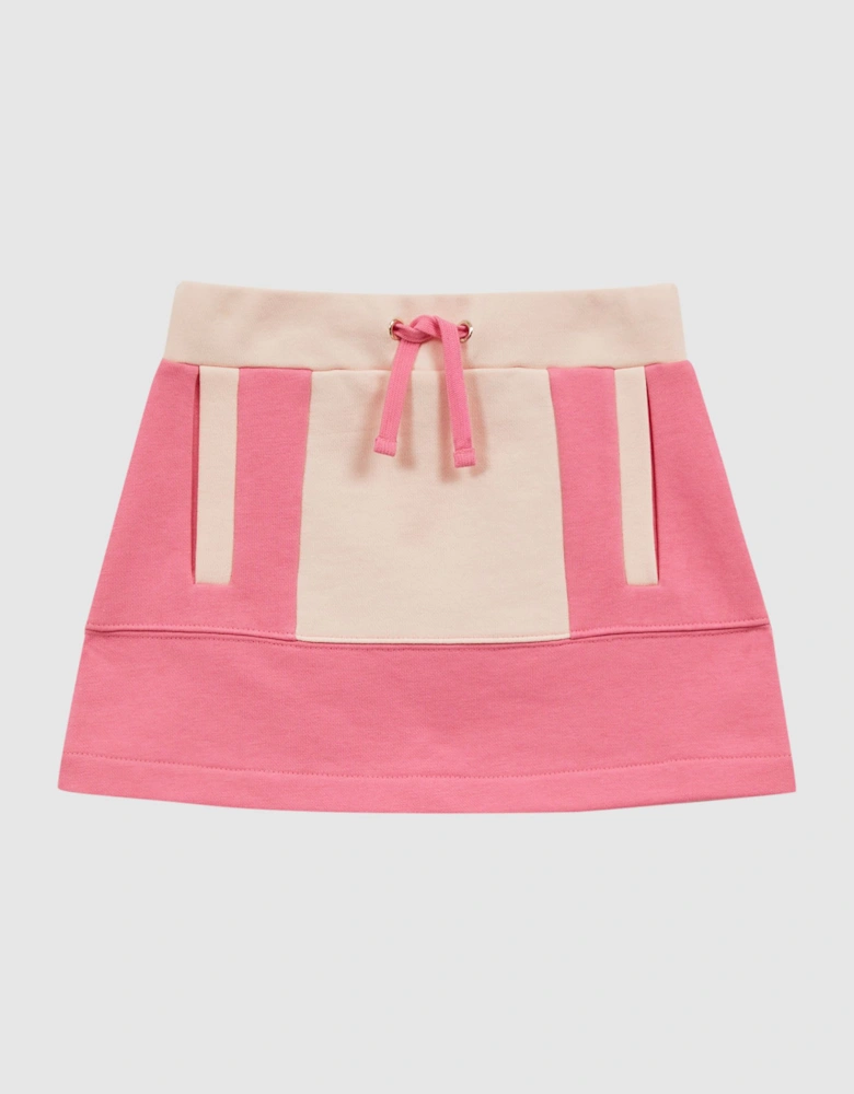 Colourblock Cotton Drawstring Skirt