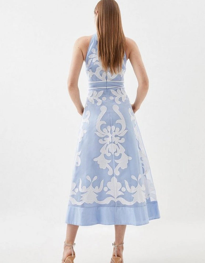 Tall Applique Organdie Midi Woven Dress