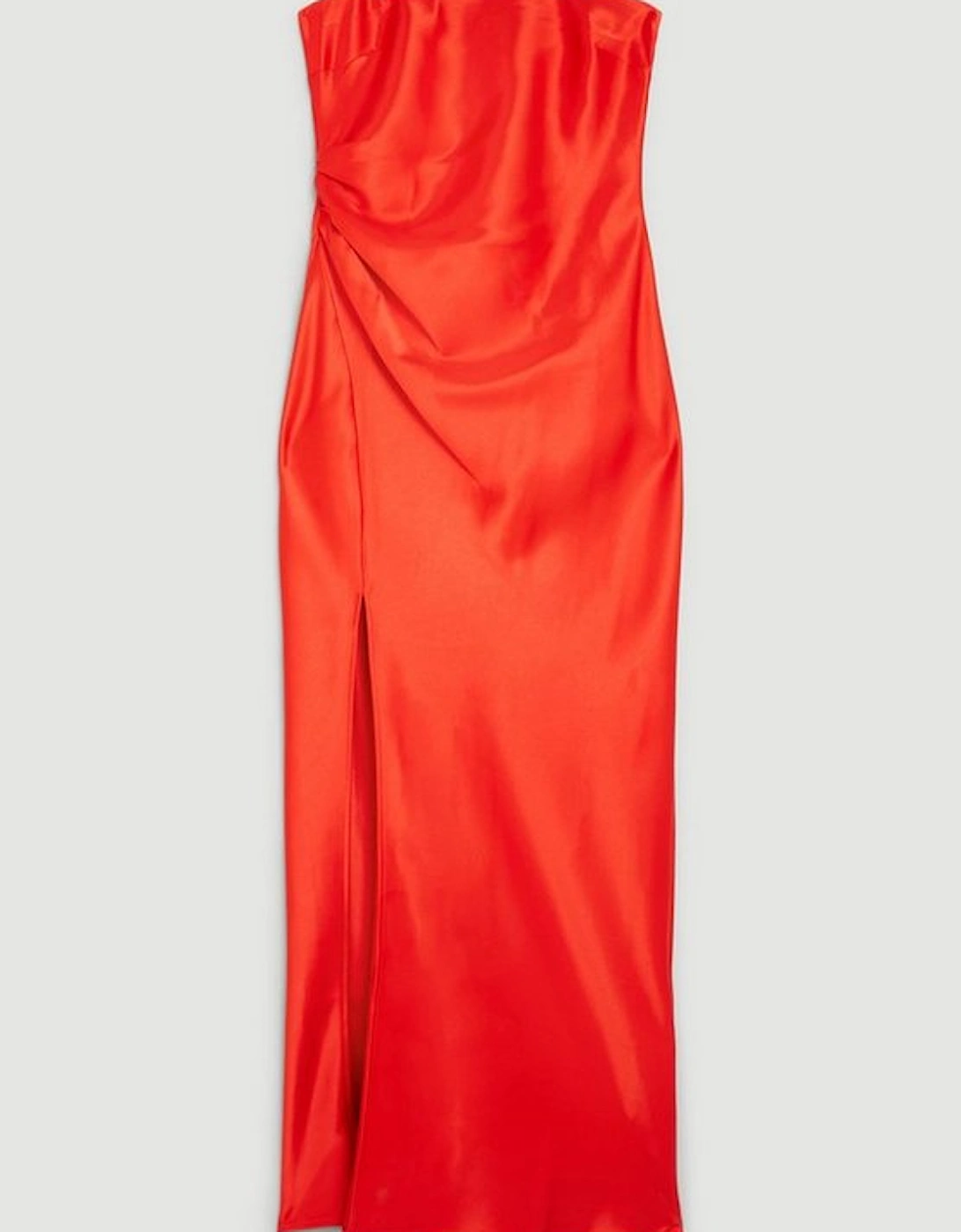 Tall Premium Strapless Satin Panelled Woven Midi Dress