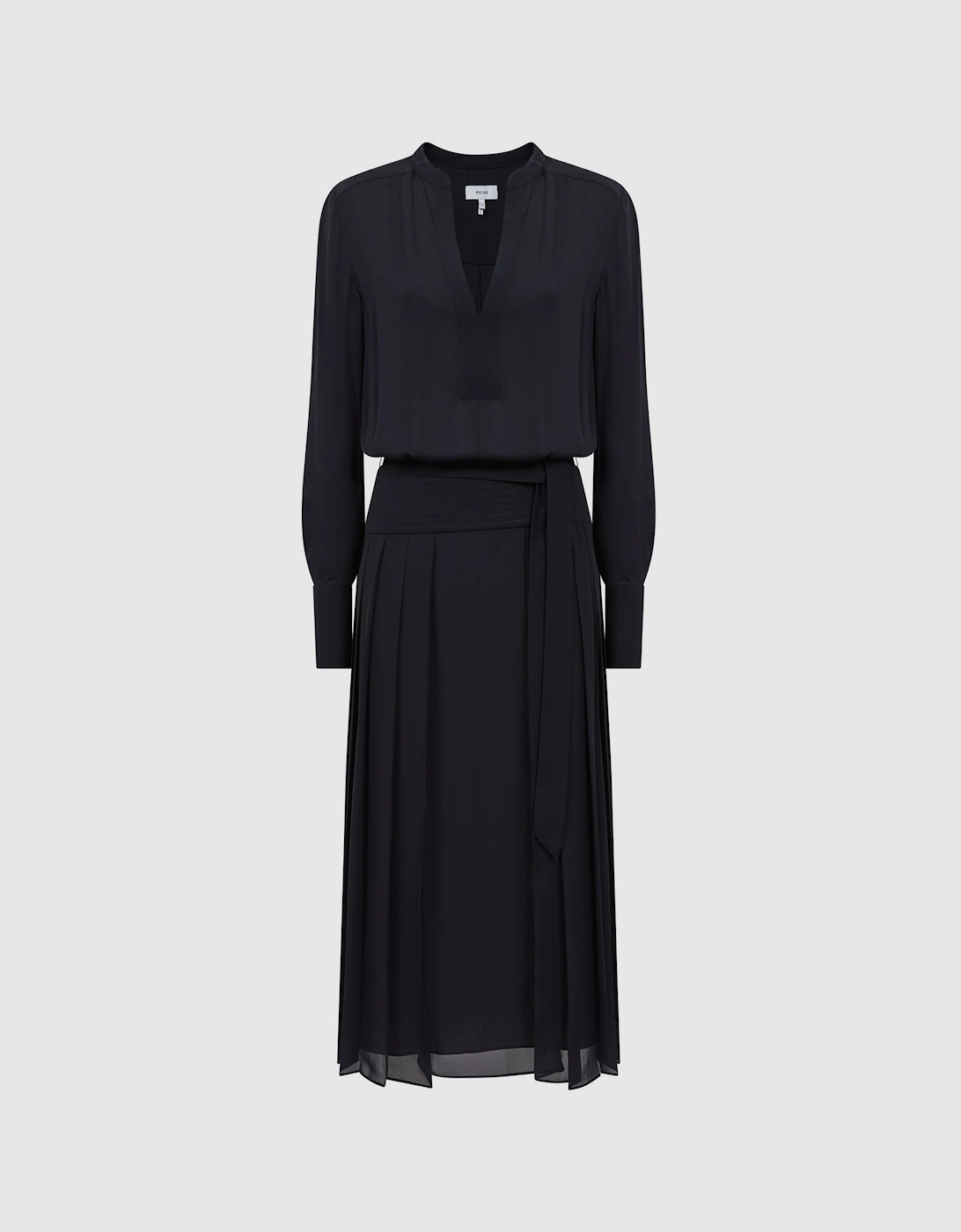 Pleated Long Sleeve Midi Dress, 2 of 1