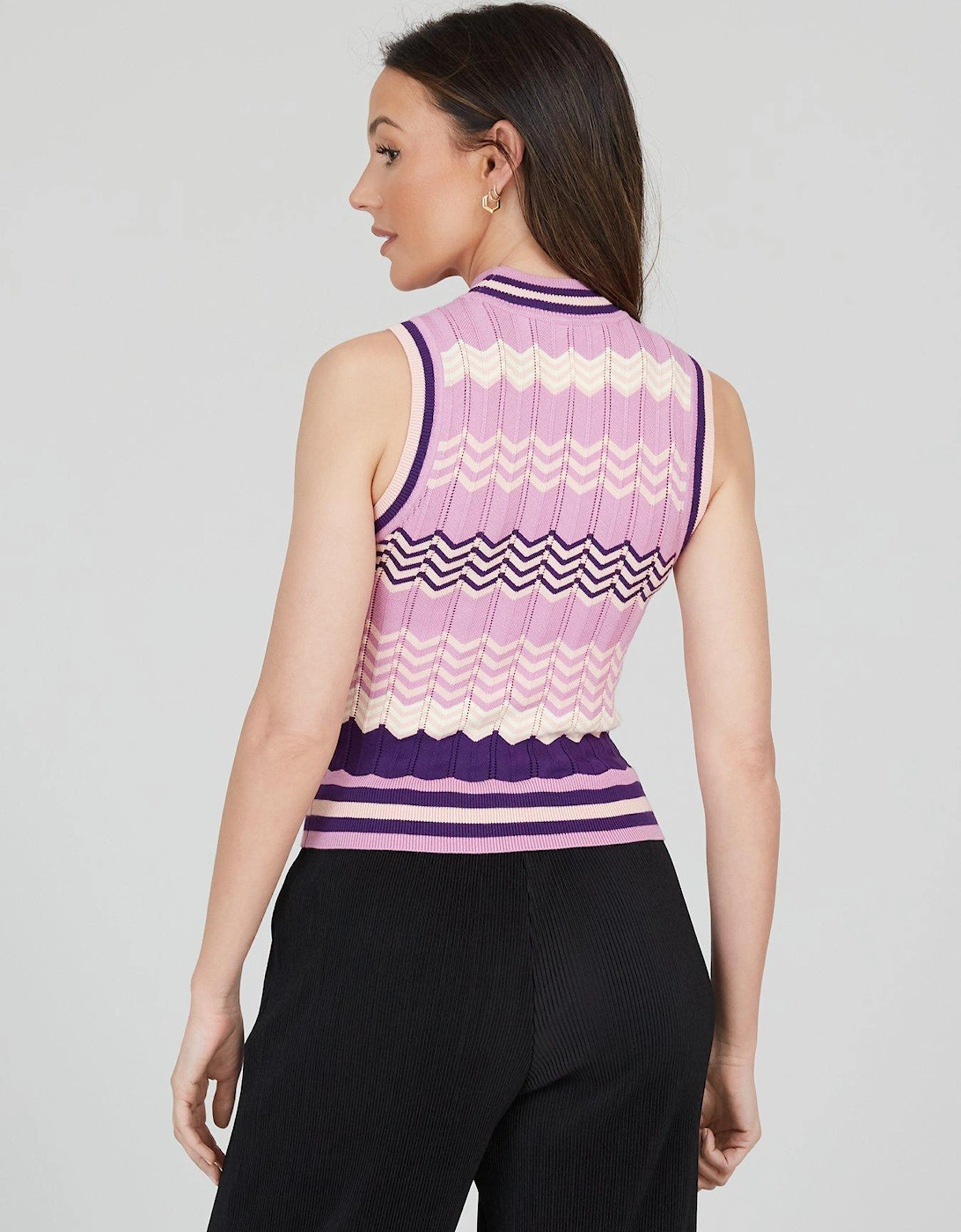 High Neck Knitted Tank - Multi