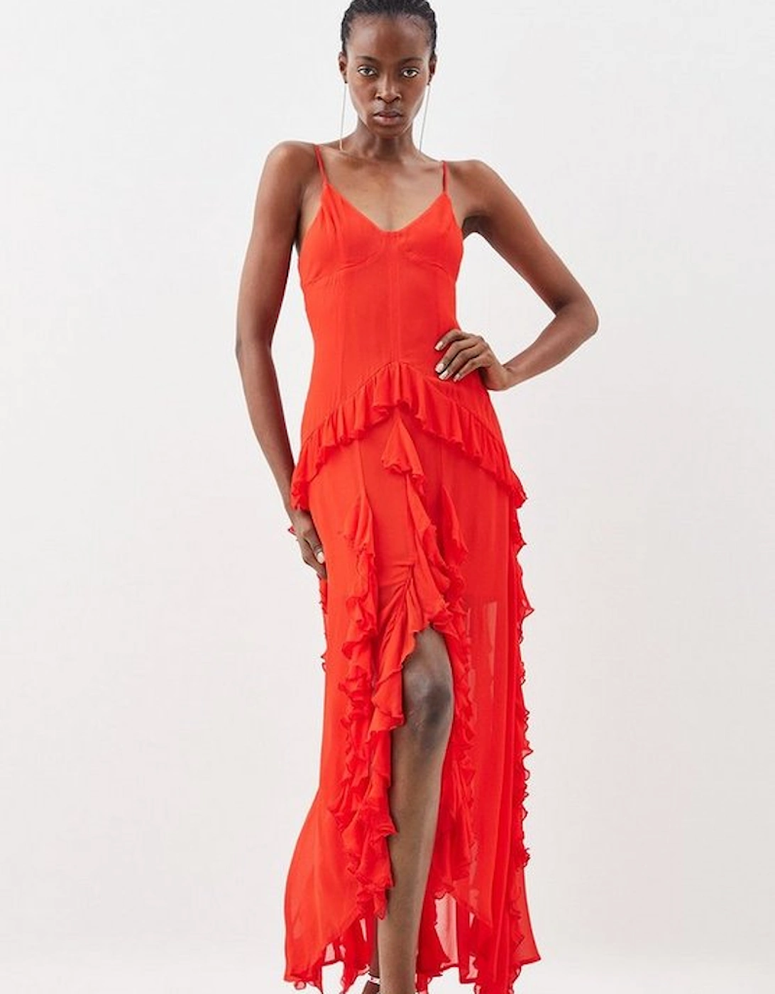 Viscose Strappy Ruffle Drama Maxi, 5 of 4