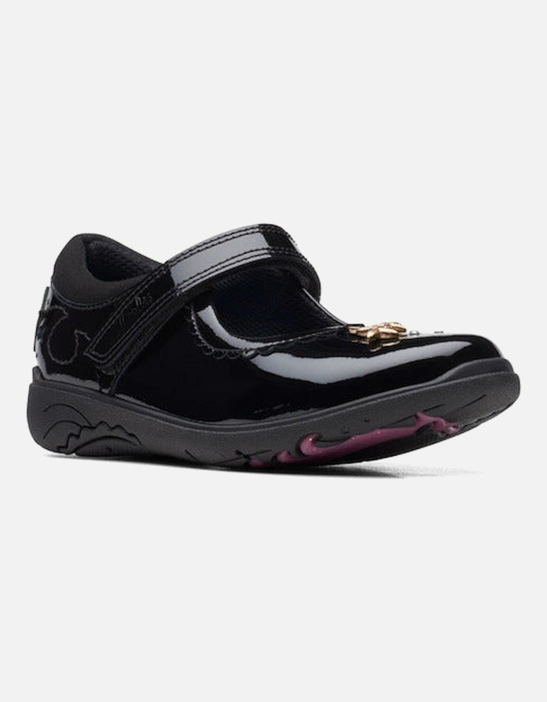 Relda Sea black patent Girls school shoe