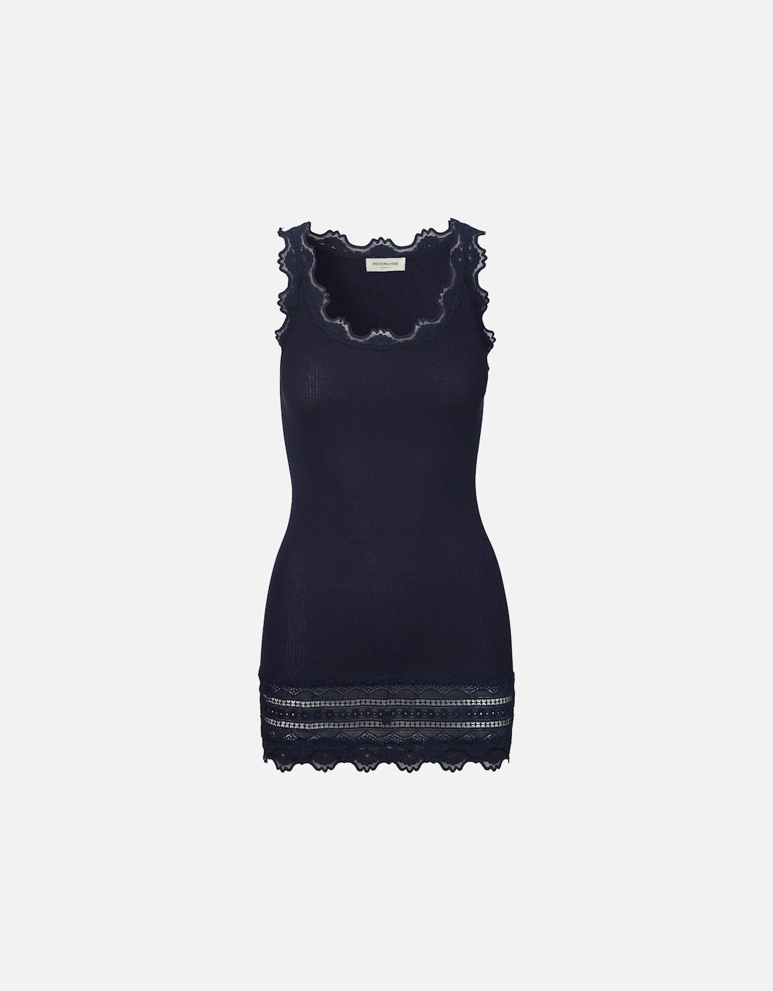 silk and lace vest in navy, 2 of 1