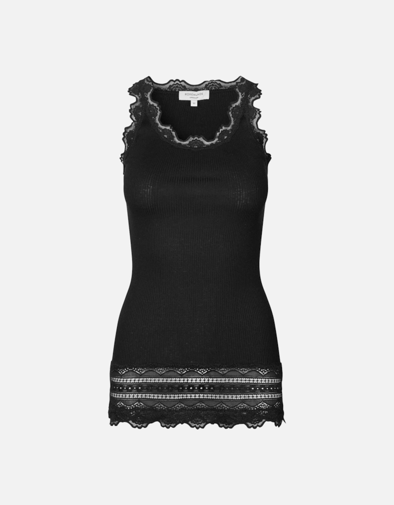silk and lace vest in black