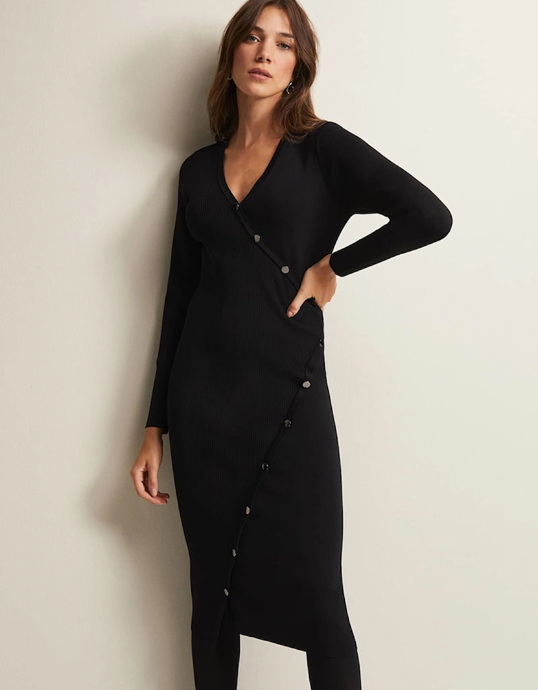 Kellia Black Knitted Midi Dress, 9 of 8