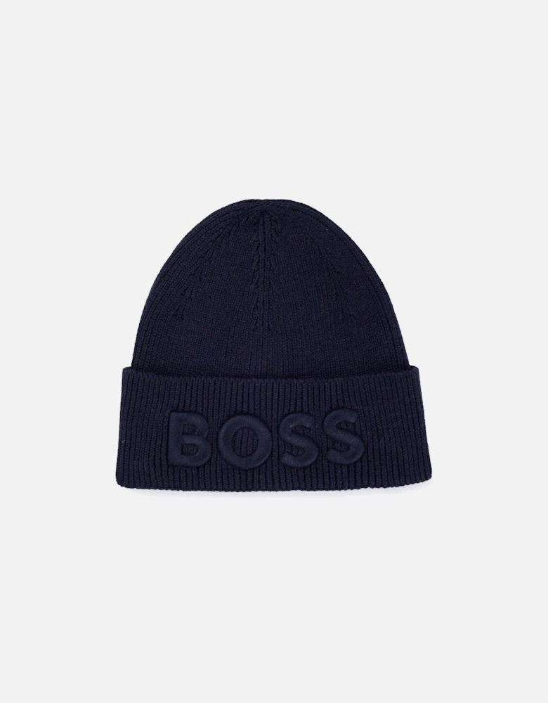 Boss Afox Beanie Hat Dark Blue