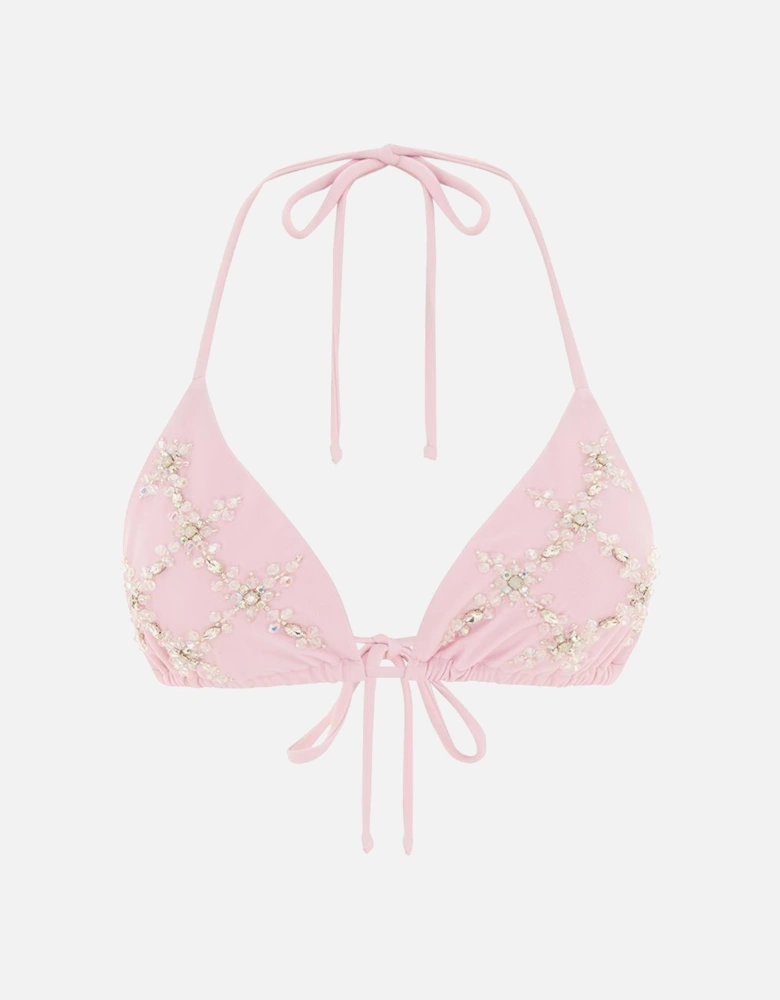 Rose Luxe Self-Tie Pink Bikini Top