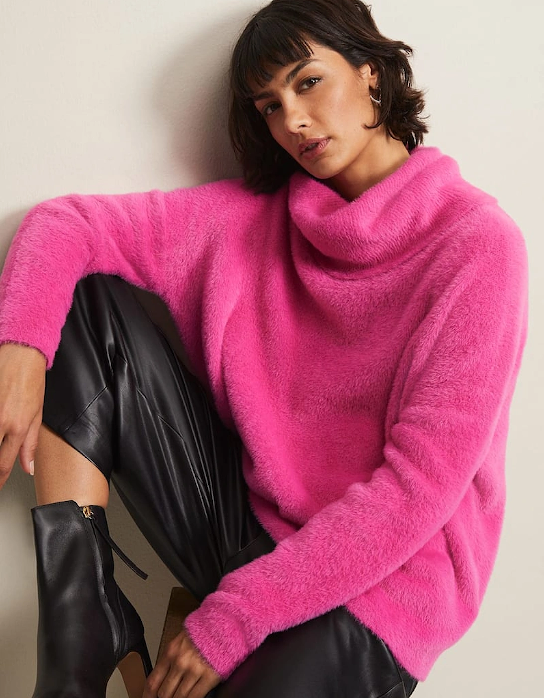 Natalia Pink Roll Neck Knitted Jumper, 7 of 6