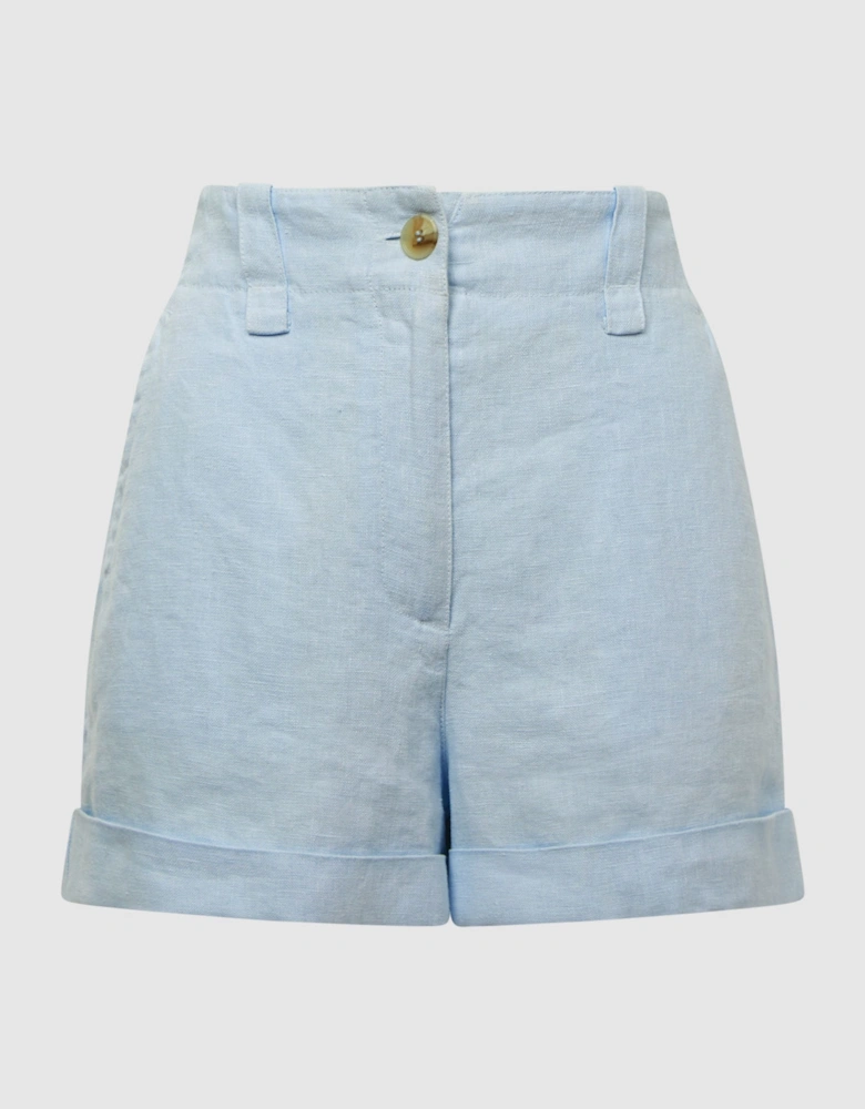 Linen High Rise Garment Dyed Shorts
