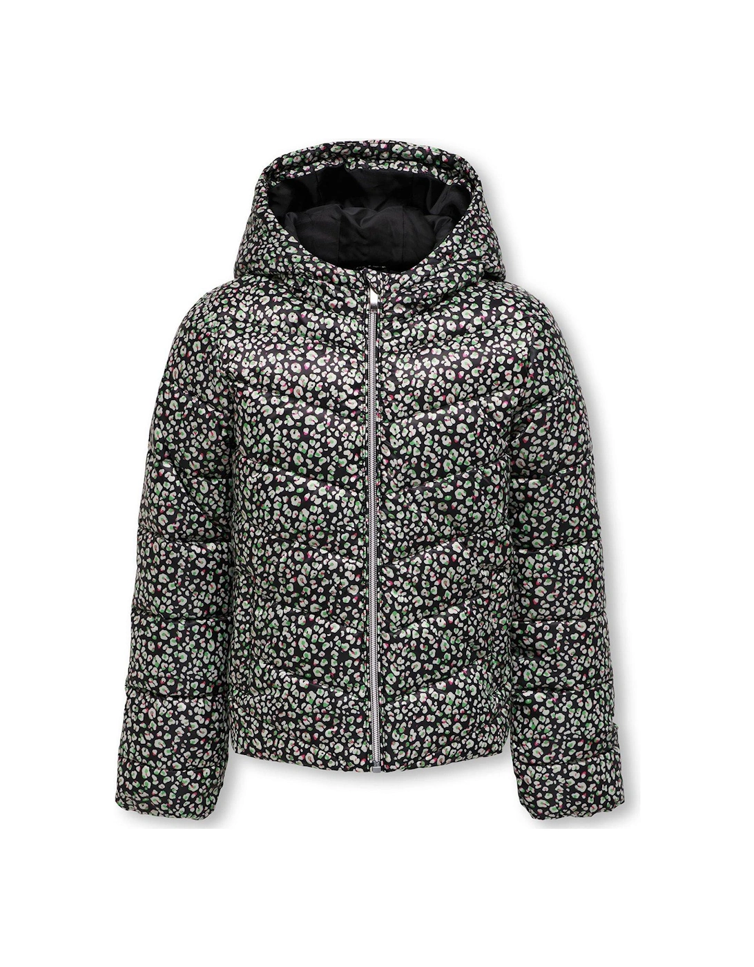 Girls Talia Leopard Quilted Jacket - Night Sky, 4 of 3