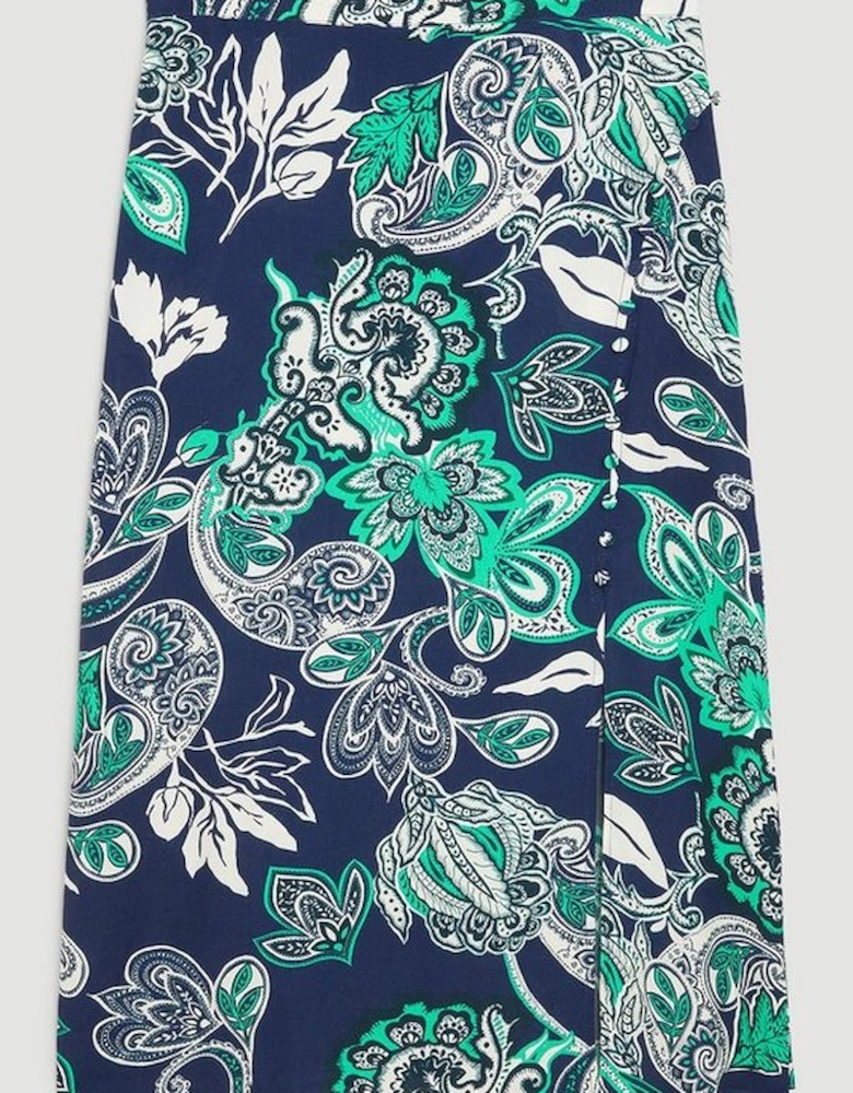 Batik Buttoned Midi Skirt