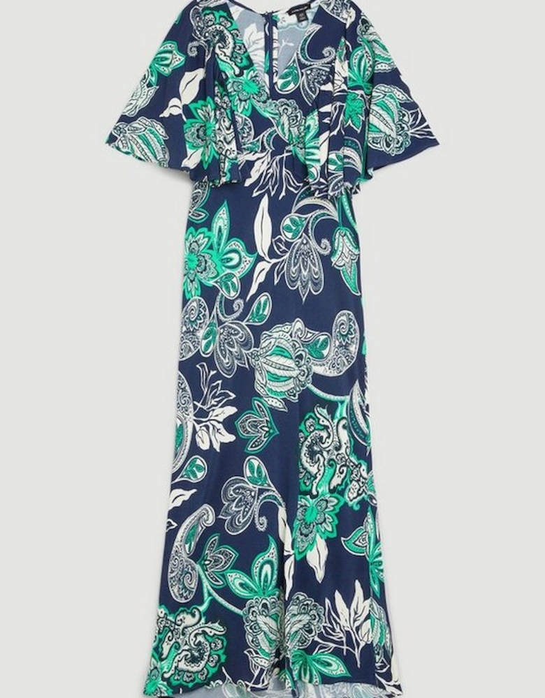 Batik Angel Sleeve Woven Midi Dress