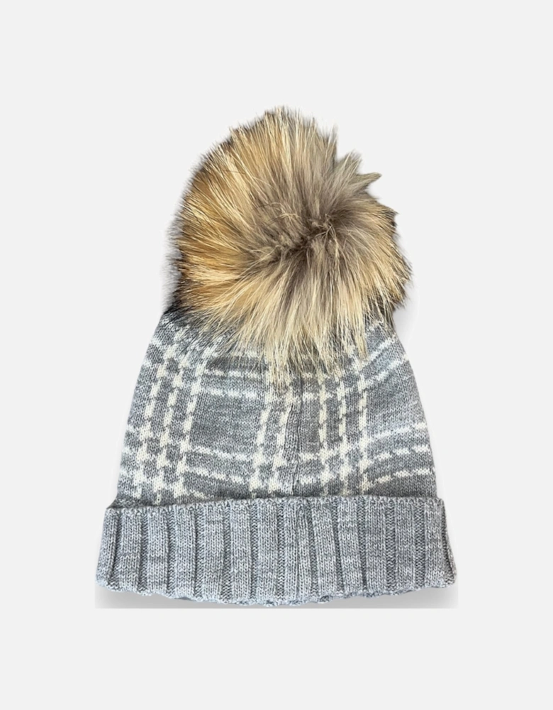 Grey Fur Pull On Hat