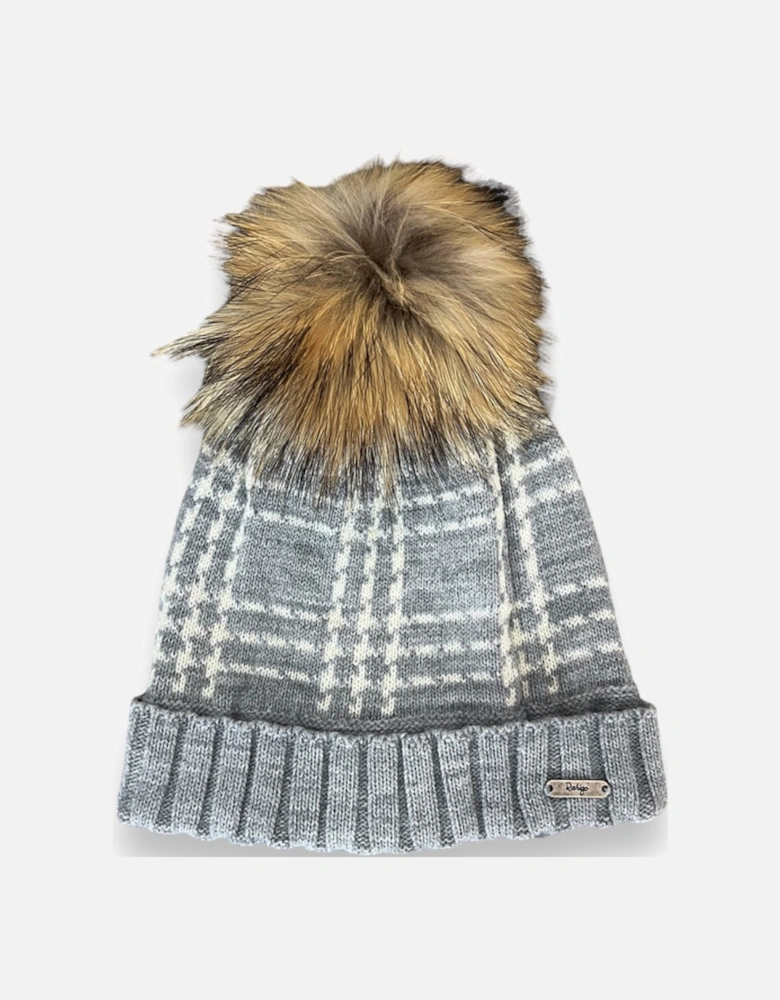 Grey Fur Pull On Hat