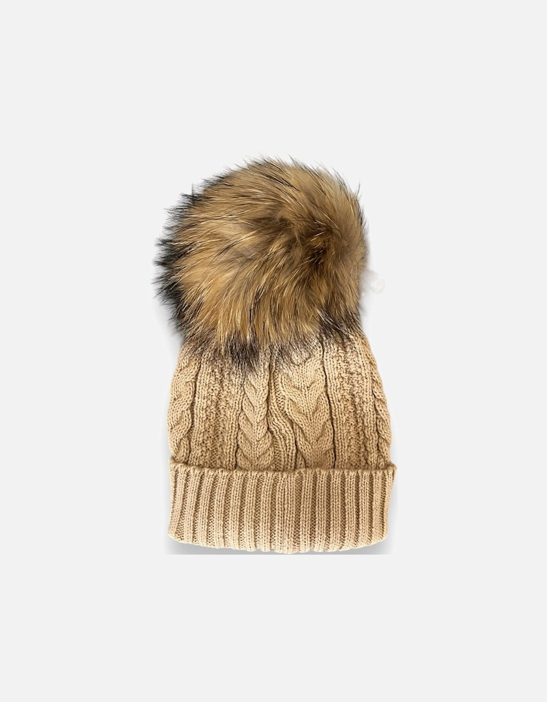 Camel Ribbed Fur Pull On Hat