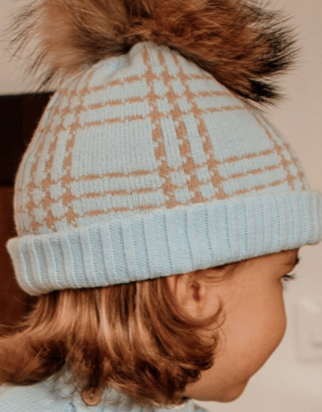 Blue Fur Pull On Hat