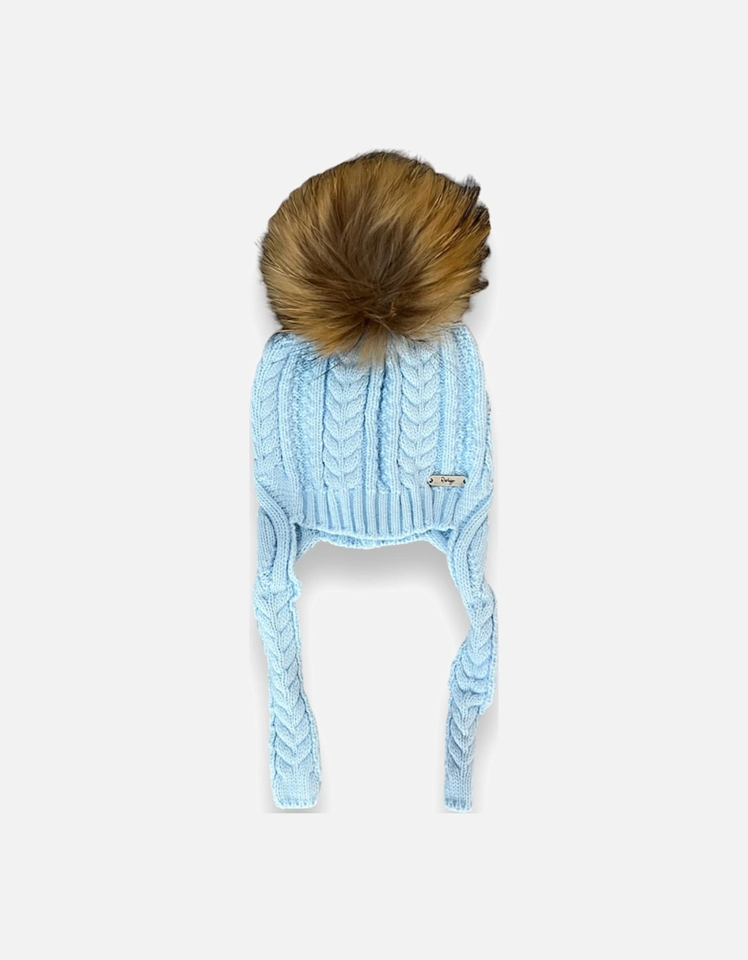 Blue Ribbed Fur Tie Hat