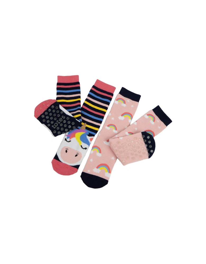 TOTES2pk Original Younger Kids Unicorn Slipper Socks - Multi