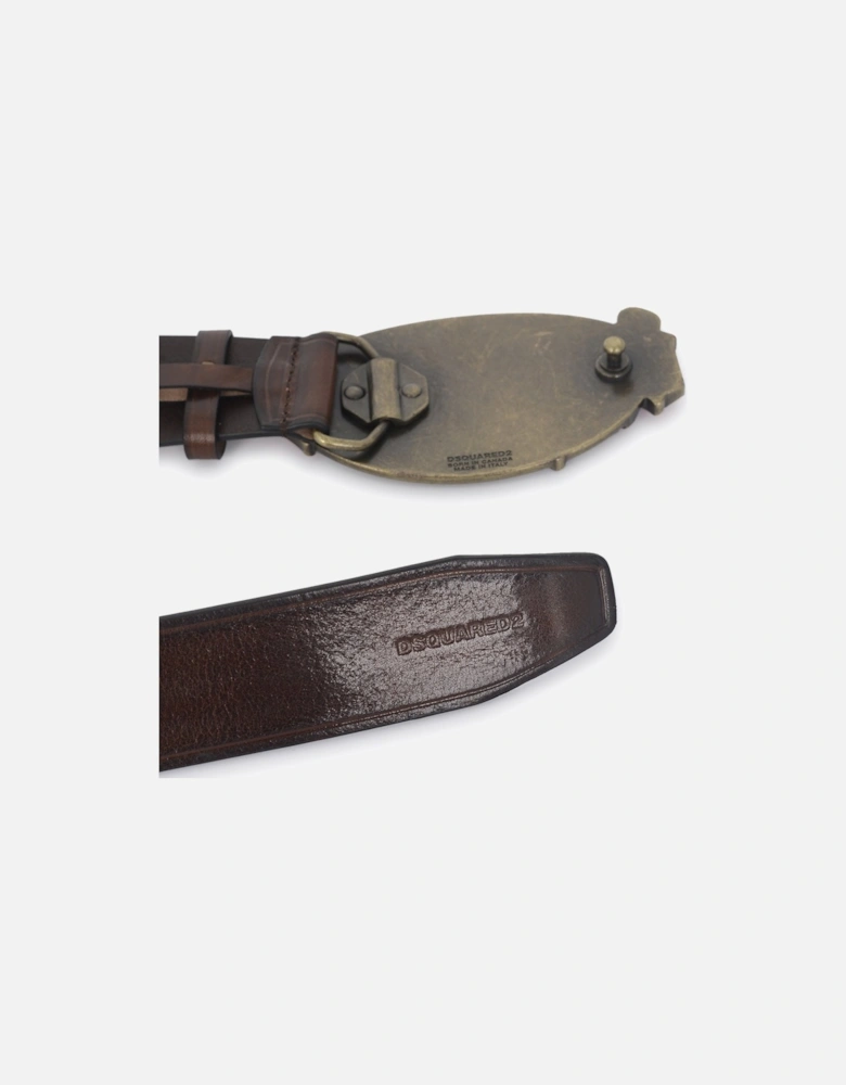 Oversize Buckle Belt Brown