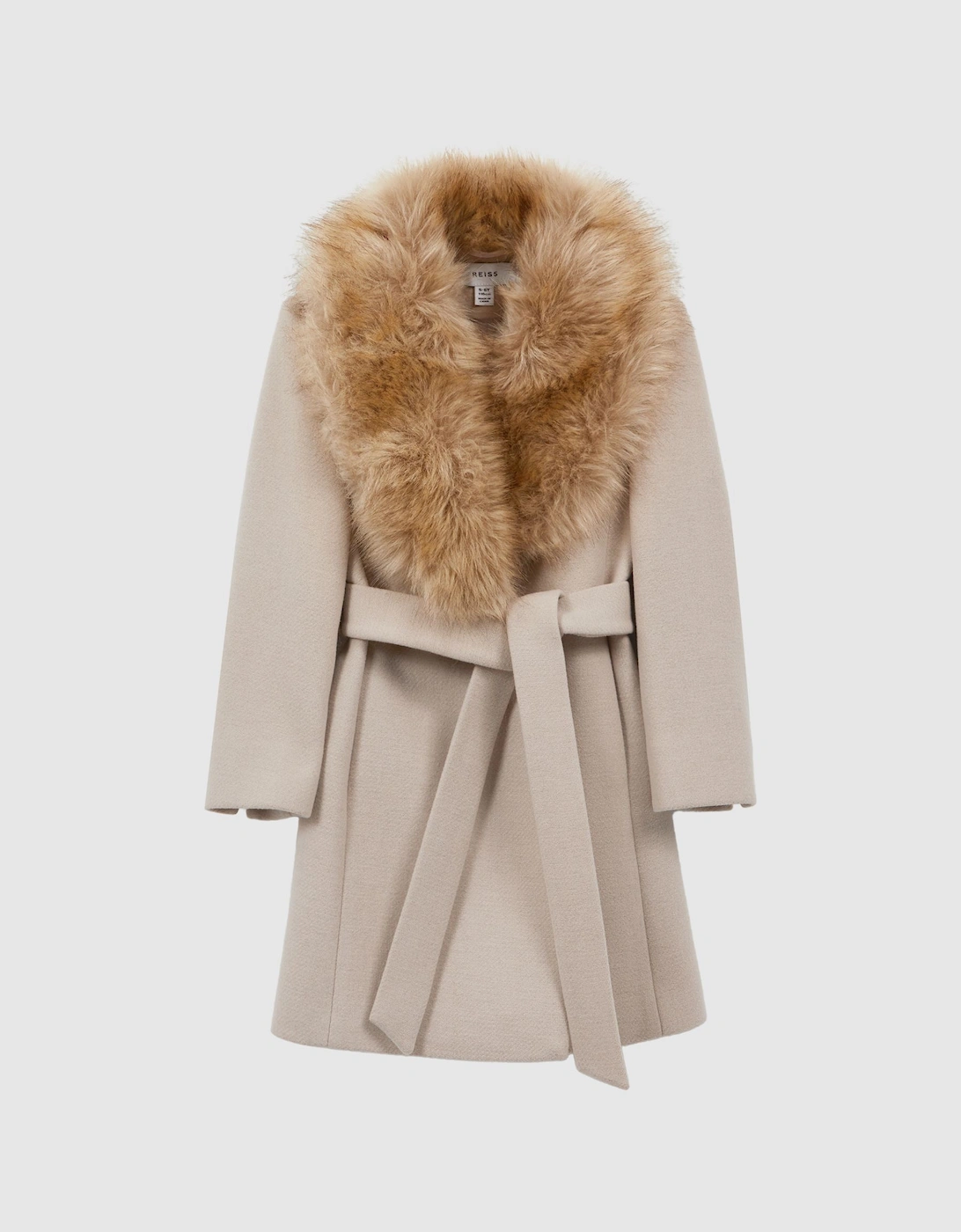 Faux Fur Collar Wool Coat, 2 of 1