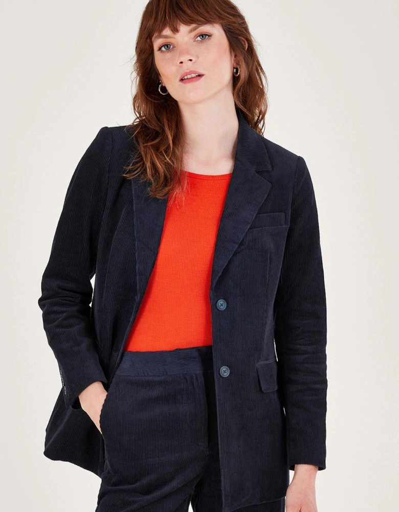 Cord Db Suit Plain Jacket - Blue