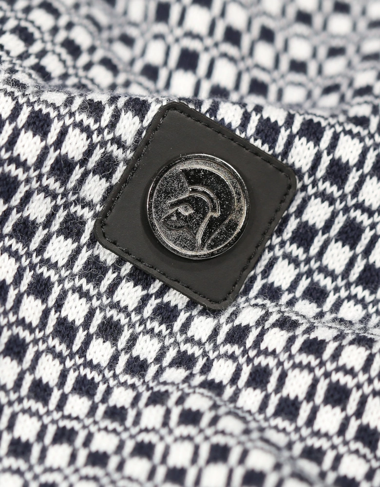 Pattern Knit Mens Polo Shirt | Navy
