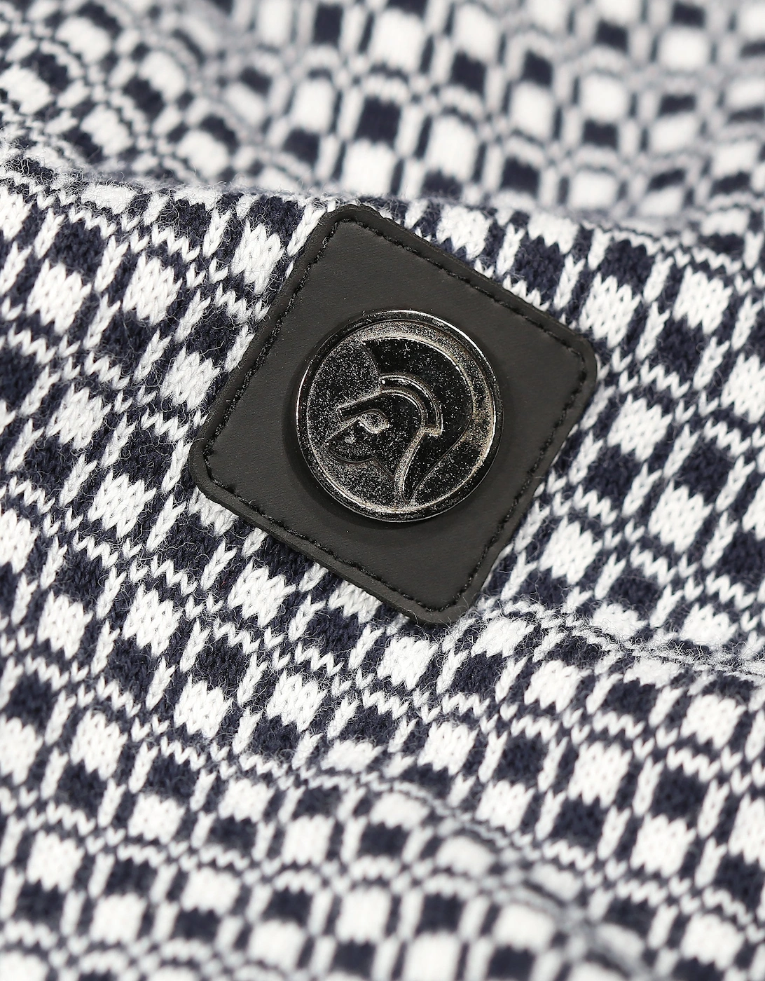 Pattern Knit Mens Polo Shirt | Navy