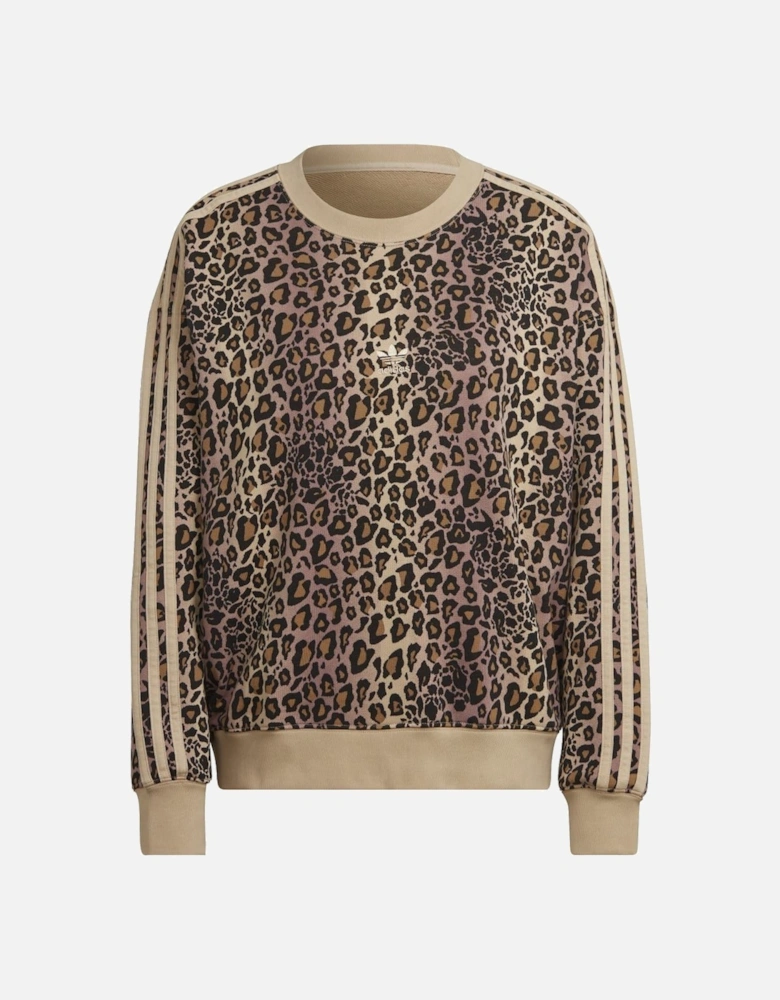 Womens Leopard Print Crew Sweatshirt